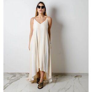 Sportmax White/Yellow Hi-Low Maxi Dress